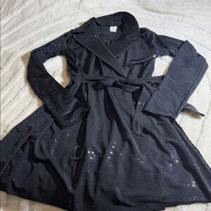 Black Sparkle Wrap Dress